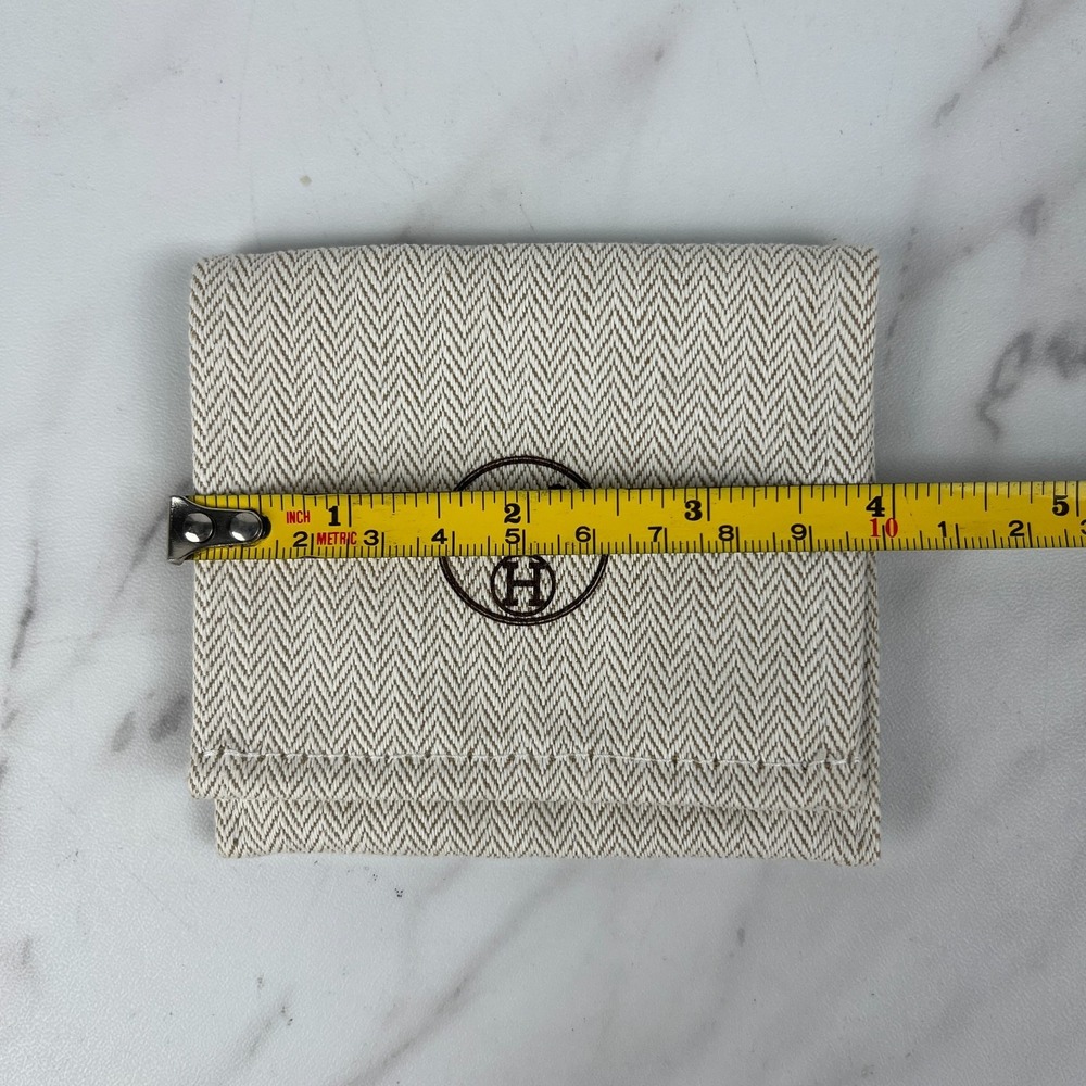 Hermes Beige Herringbone Pattern Ring Bracelet Jewelry Dust Bag 4" x 3.5" - Picture 3 of 4